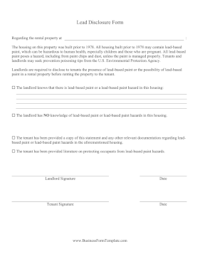 Landlord Lead Disclosure Form