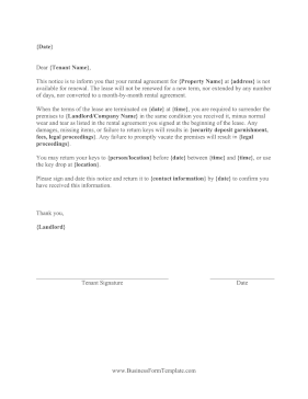 Landlord Non-Renewal Letter