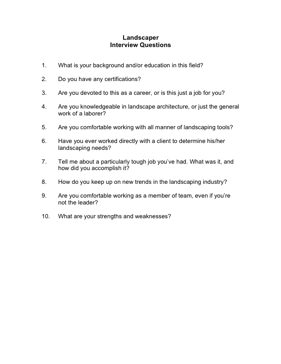 Landscaper Interview Questions