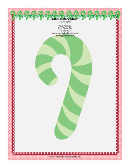 Large Candy Cane stationery design