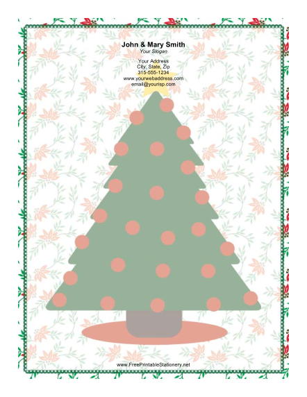 Large Christmas Tree Red Ornaments stationery design