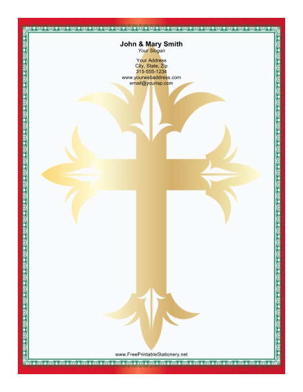 Large Golden Cross stationery design