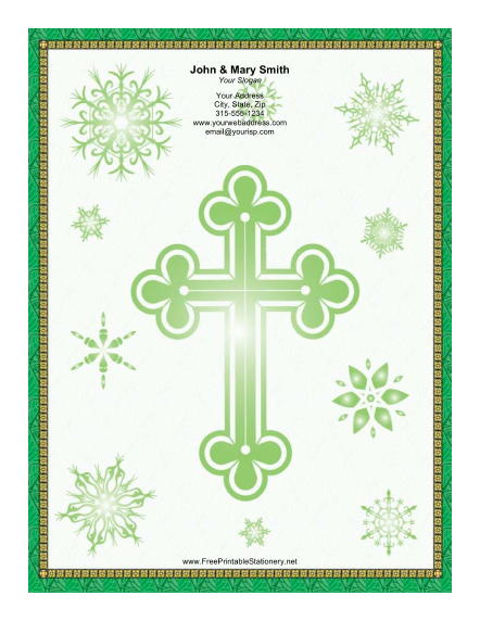 Large Green Cross stationery design