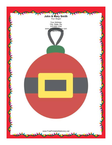 Large Santa Ornament stationery design