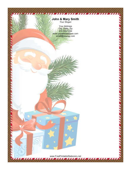 Large Smiling Santa Pine stationery design