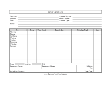 Lawn Care Form