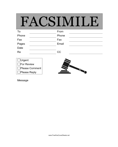 Legal fax cover sheet