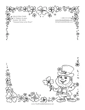 Leprechauns And Shamrocks Black and White stationery design