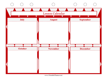 Lesson Calendar - July to December