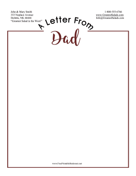 Letter From Dad Stationery stationery design