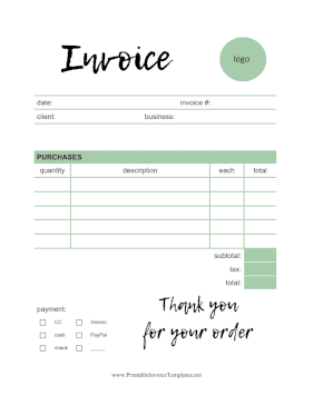 Light Green Invoice Template Template