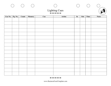 Lighting Cues Sheet