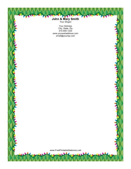 Lights with Green Border stationery design