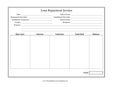 Loan Invoice Template