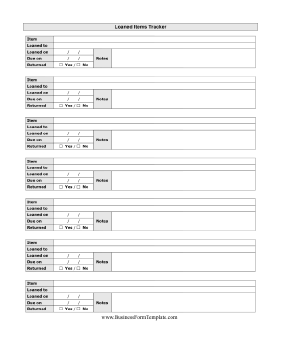 Loaned Items Tracker