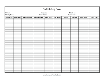 Log Book Time Card