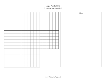 Printable Logic Puzzle Grid 3x6