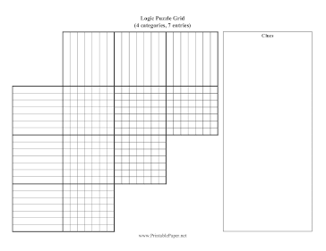 Printable Logic Puzzle Grid 4x7