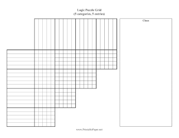 Printable Logic Puzzle Grid 5x5