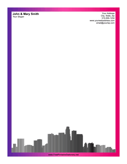 Los Angeles Skyline Pink stationery design