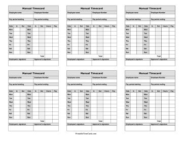 Manual Time Card Bi-Weekly Mini