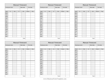 Manual Timecard Bi-Weekly Mini