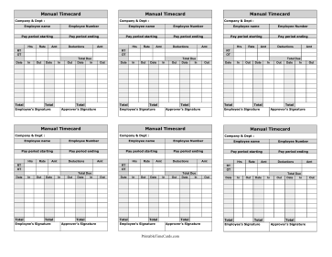 Manual Timecard Mini Time Card