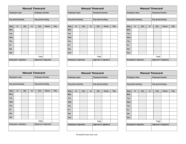 Manual Timecard Week Mini Time Card