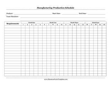 Manufacturing Production Schedule