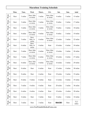 Marathon Training Schedule