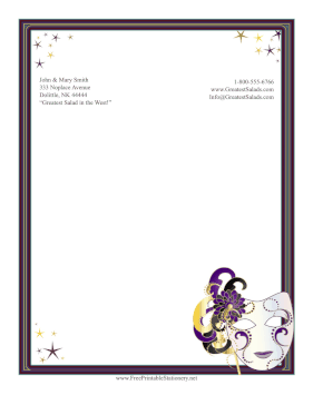 Mardi Gras stationery design