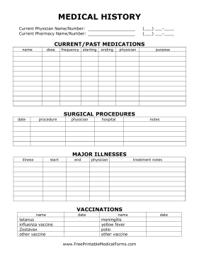 Medical History Form