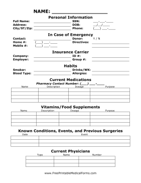 Medical Information Sheet