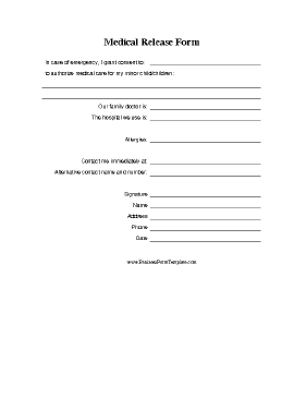 Medical Release Form For Minor