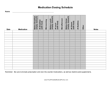 Medication Dosing Schedule