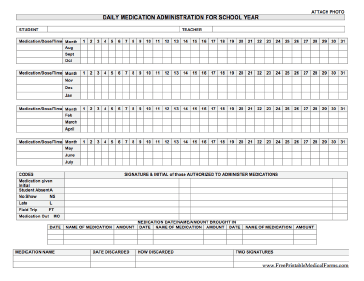 Daily Medication Administration for School Year