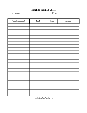 Meeting Sign In Sheet