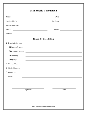 Membership Cancellation Form