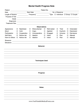 Mental Health Progress Notes