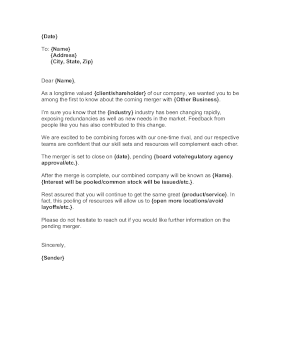 Merger Announcement Letter