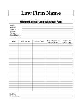 Mileage Reimbursement Request Form