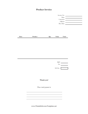 Minimalist Product Invoice Template