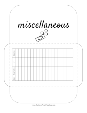 Miscellaneous Cash Envelope