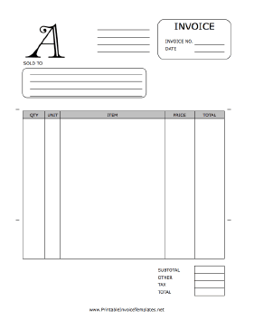 Monogram A Invoice Template