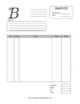 Monogram B Invoice Template