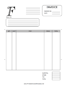 Monogram F Invoice Template