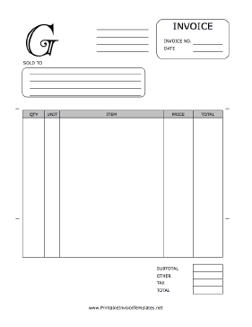 Monogram G Invoice Template