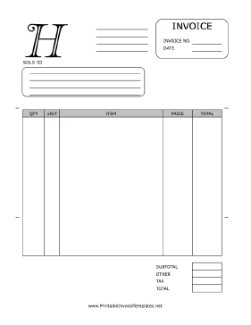 Monogram H Invoice Template