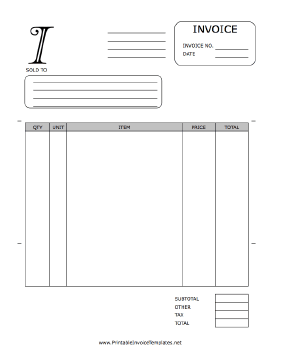 Monogram I Invoice Template