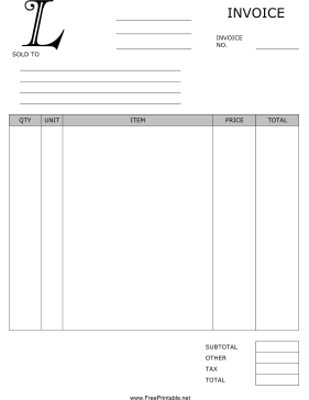 Monogram L Invoice Template